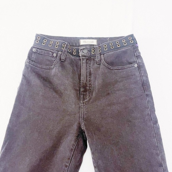 Madewell Classic Straight Black Denim Jeans Eyelet Accent Waist SZ25 - Picture 9 of 10